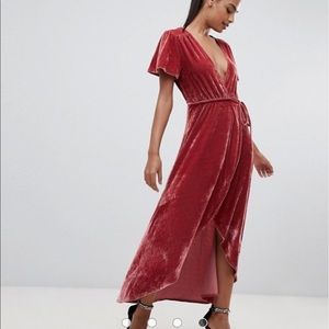 NWOT ASOS Prettylittlething Velvet Wrap Midi